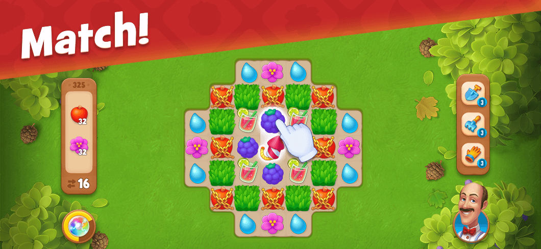Gardenscapes: match-3 board